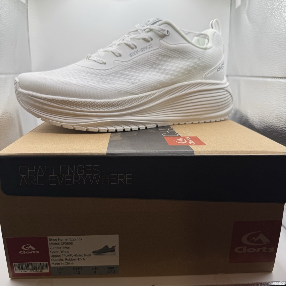 Clorts Equinox Men’s Walking Shoes White US 9 Sky-Walk 3F066E New w/ Tags
